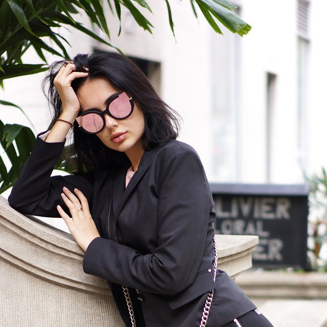 TopFoxx - Chloe - Black Rose Gold Cat Eye Sunglasses - Mirrored Rose Gold Cat Eye Sunnies - Model 4