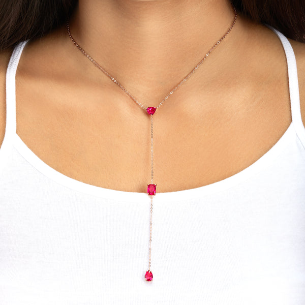 Topfoxx Jewelry Sterling Silver Necklace Ruby Crystal