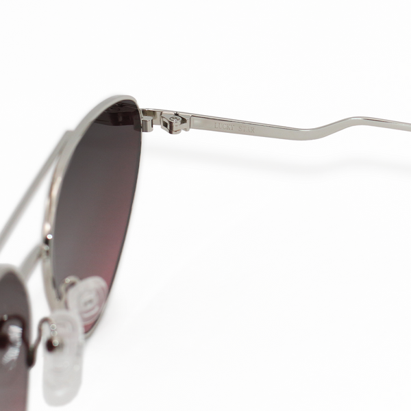 Lucky Star | Ruby Red Cat-Eye Aviator Women's Sunglasses | Arm Details | TopFoxx