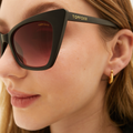 Sustainable Sunglasses for Women - Oversized Cat Eye Shades - Nature - Sunset in Sahara - Model 2 - TopFoxx