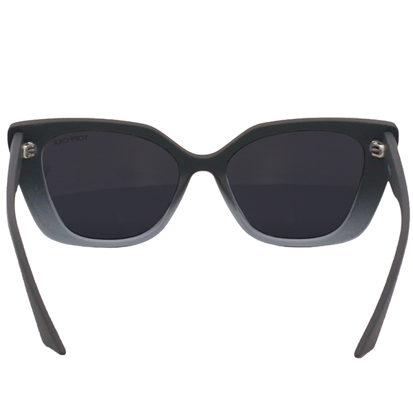 TopFoxx - Sustainable Sophia - Black & Grey Oversized Sustainable Cat Eye Sunnies - Back Details