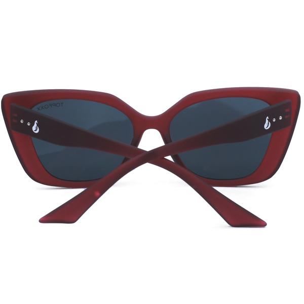TopFoxx - Sustainable Sophia Ruby- Oversized Sustainable Cat Eye Sunnies - Back Details