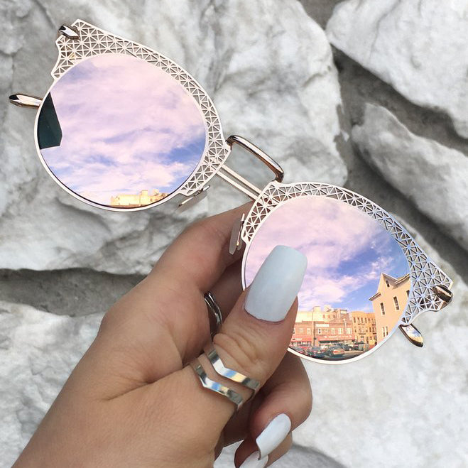 Topfoxx Sunglasses Angel Round Lens Rose Gold