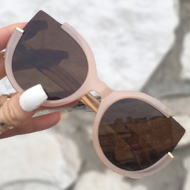 TopFoxx - Chloe - Nude Brown Cat Eye Sunglasses - Trendy Cat Eye Sunnies - Womens Cat Eye Sunglasses