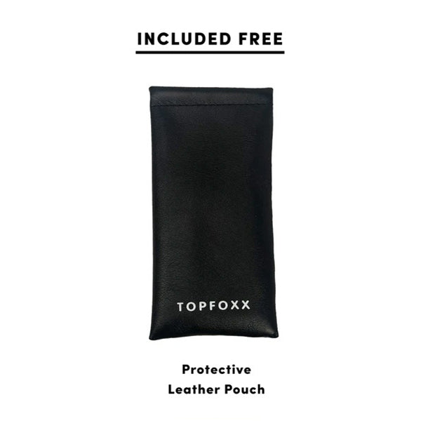 Topfoxx Blue Light Blockers Glasses Stella Sky Blue Protective Leather Pouch Case