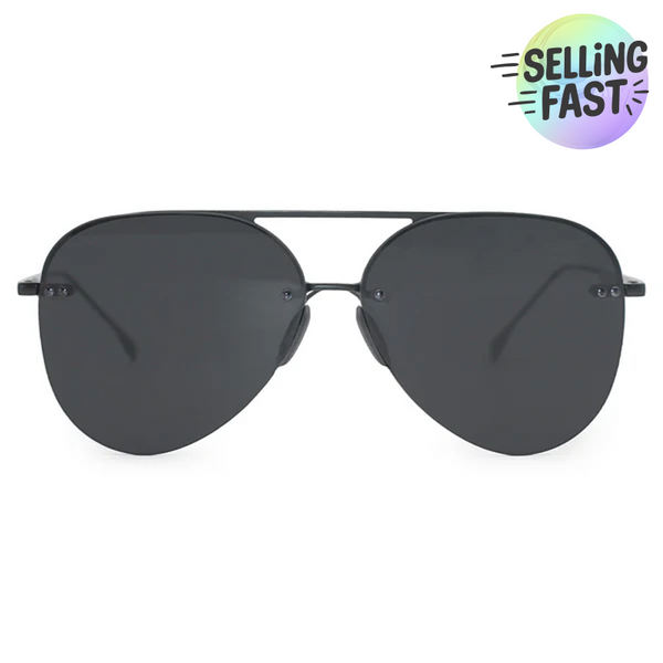 Smaller Megan 2 Black - Tangle Free Aviator Sunglasses - Certified