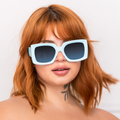 TopFoxx Bardot Blue Square Oversized Sunglasses for Women - Trendy Sunglasses - Model