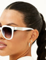 White Square Oversized Sunglasses for Women  Metal corners rim