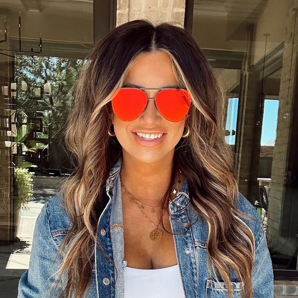 Cristina Tangle Free Aviators Mirrored Red – TopFoxx