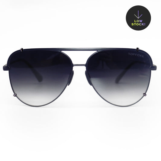 Cristina - Tangle Free - Faded Black Aviator Sunglasses