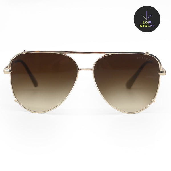 Cristina Faded Brown - Tangle Free Aviator Sunglasses - Certified