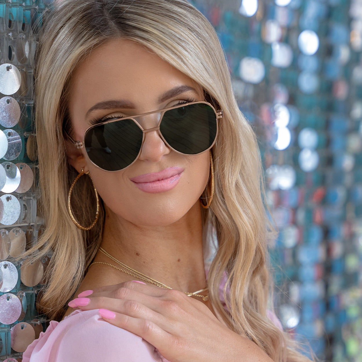 Untangled x Emily - Olive Tangle Free Aviator Sunglasses – TopFoxx