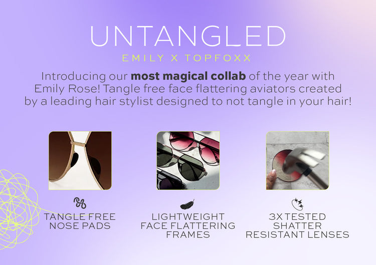 Untangled x Emily - Black Tangle Free Aviator Sunglasses – TopFoxx