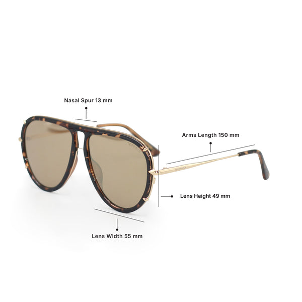 Ivy Luxe - Bronze Tangle-Free Round Aviator Sunglasses