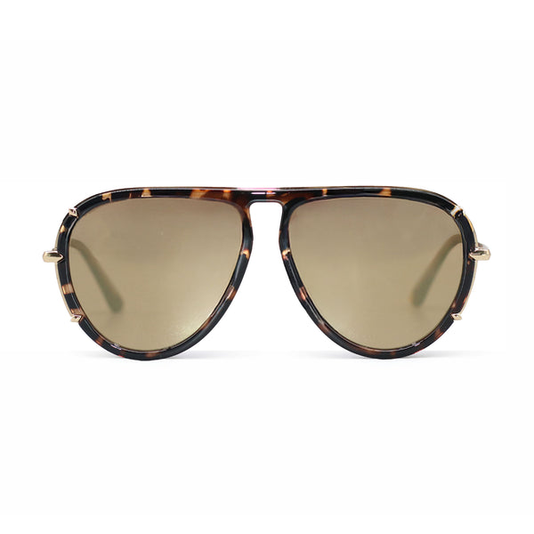 Ivy Luxe - Bronze Tangle-Free Round Aviator Sunglasses