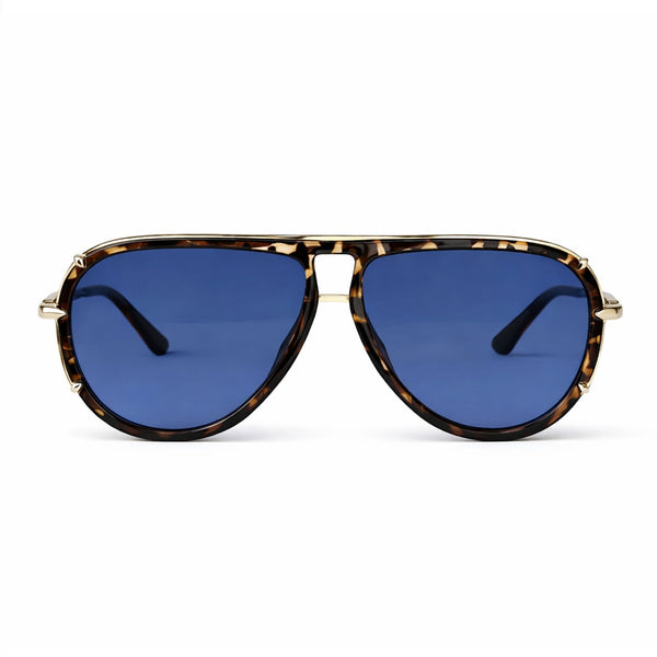Ivy Luxe - Blue Tangle-Free Round Aviator Sunglasses