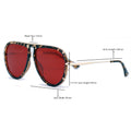Ivy Luxe - Red Tangle-Free Round Aviator Sunglasses