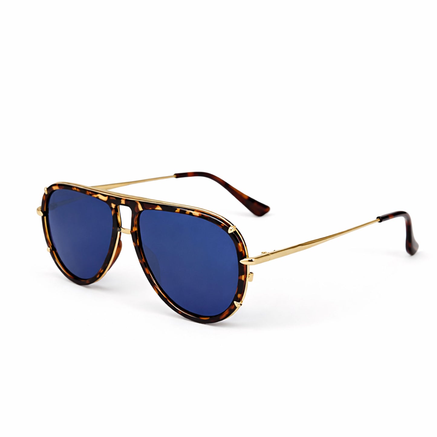 Ivy Luxe - Blue Tangle-Free Round Aviator Sunglasses