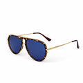 Ivy Luxe - Blue Tangle-Free Round Aviator Sunglasses