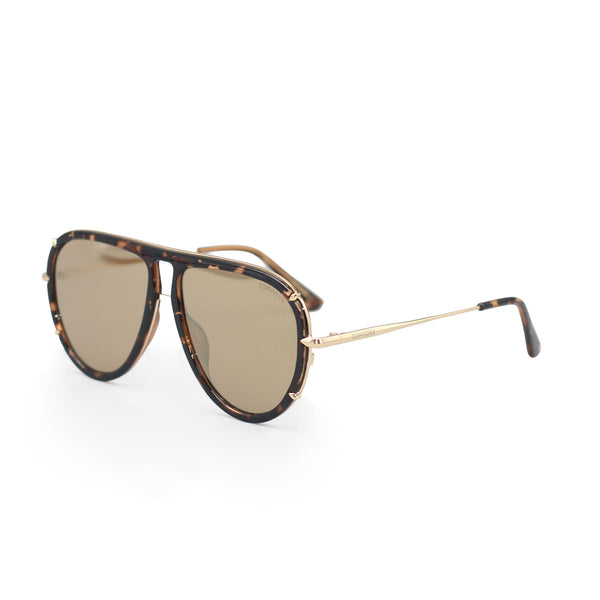 Ivy Luxe - Bronze Tangle-Free Round Aviator Sunglasses