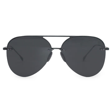 TopFoxx Smaller Megan 2 Jet Black- Tangle Free Unisex Aviator Sunglasses