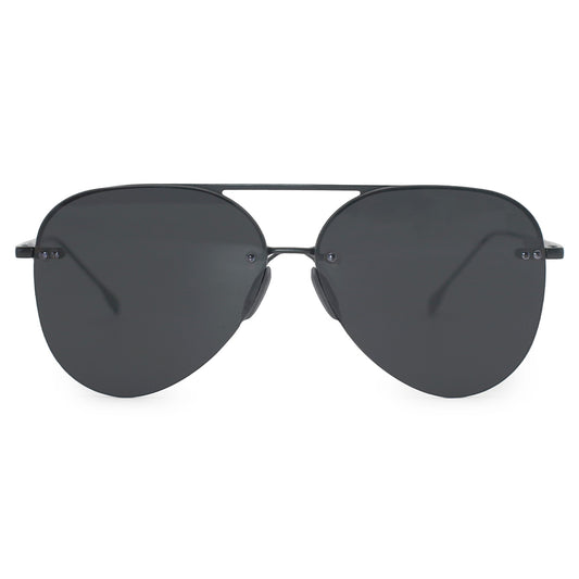 Smaller Megan 2 Jet Black- Tangle Free Aviator Sunglasses