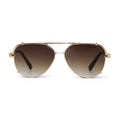 Smaller Cristina - Faded Brown & Gold - Tangle Free Round Aviator Sunglasses