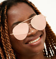 Rosegold mirrored women's aviators sunglasses rosegold frame