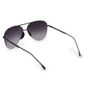 white background picture of classic Aviators with faded black lenses and metal detailing view from back