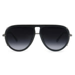 Ivy Luxe - Clear Black Tangle-Free Round Aviator Sunglasses