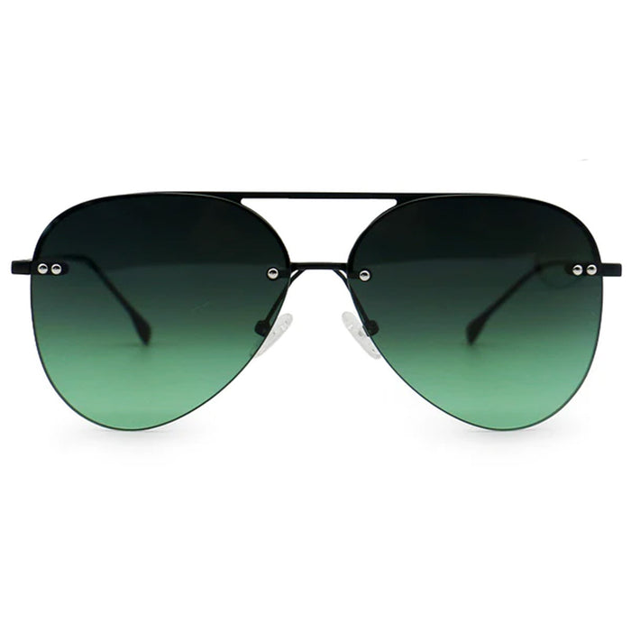 Smaller Megan 2 - Dark Green Metal Aviator Sunglasses
