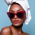 TopFoxx - Venice Red Velvet - Oversized Cat Eye Sunglasses for Women - Model