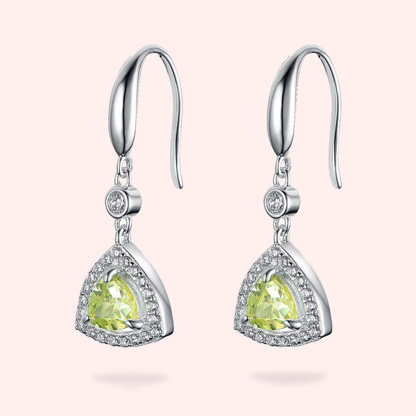 Topfoxx Jewelry Sterling Silver Earrings Chartreuse Crystal