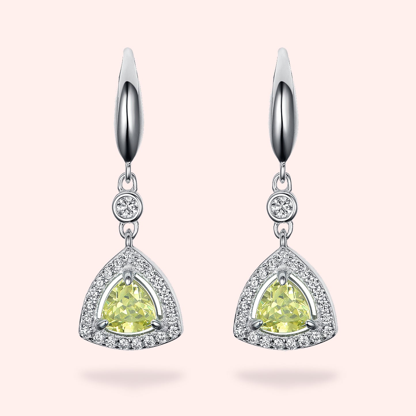 Topfoxx Jewelry Sterling Silver Earrings Chartreuse Crystal