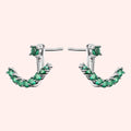 Topfoxx Jewelry Sterling Silver Earrings Crescent Emerald Crystal