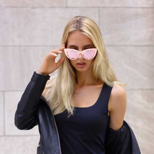 Luxe Volition Women's Ladies Dubai Rose Gold Mirrored Pilot Sunglasses
