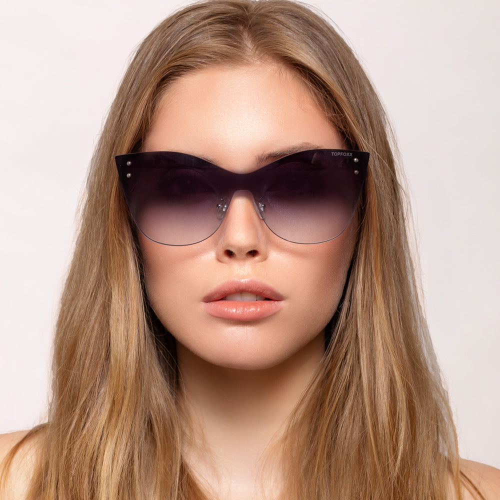 TopFoxx - Venice 2 Faded Black - Oversized Cat Eye Sunglasses for Women - Model