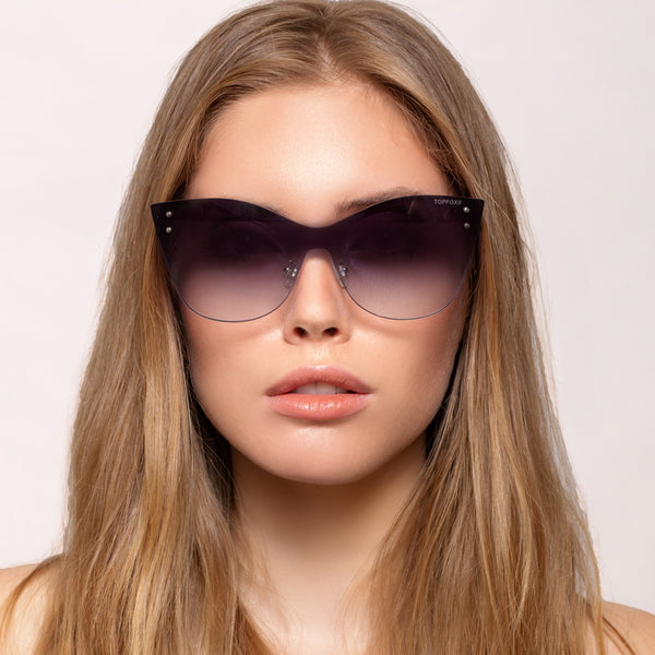 TopFoxx - Venice 2 Faded Black - Oversized Cat Eye Sunglasses for Women - Model
