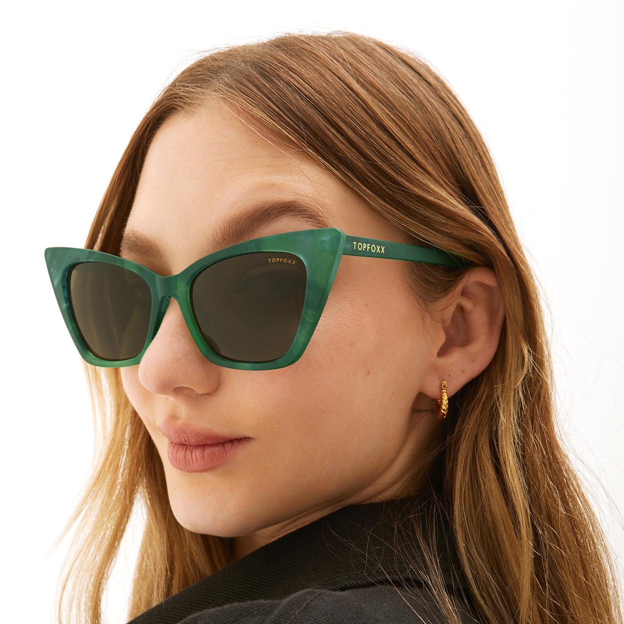 Sustainable Sunglasses for Women - Oversized Cat Eye Shades - Nature - Amazon Rainforest - Model - TopFoxx