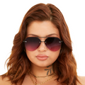 Smaller Megan 2 - Ruby Metal Aviator Sunglasses