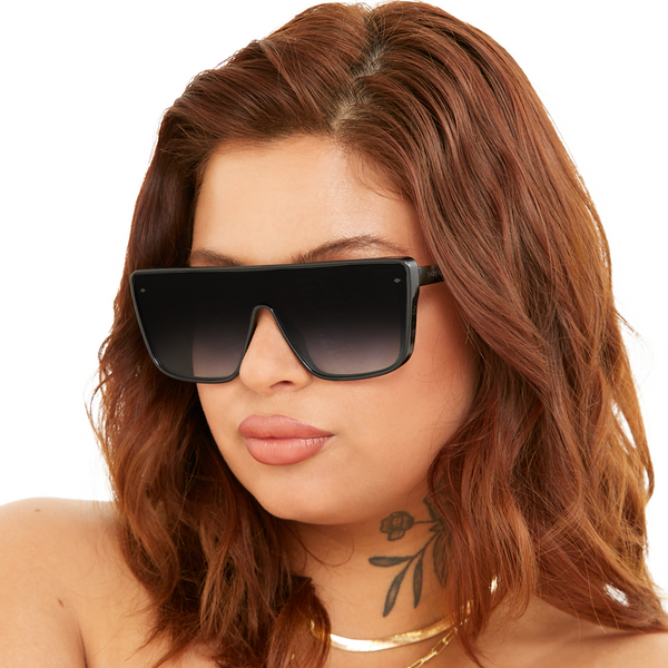 Rectangle black gradient unisex shield sunglasses  Quay  Designer Mens Womens sunglasses