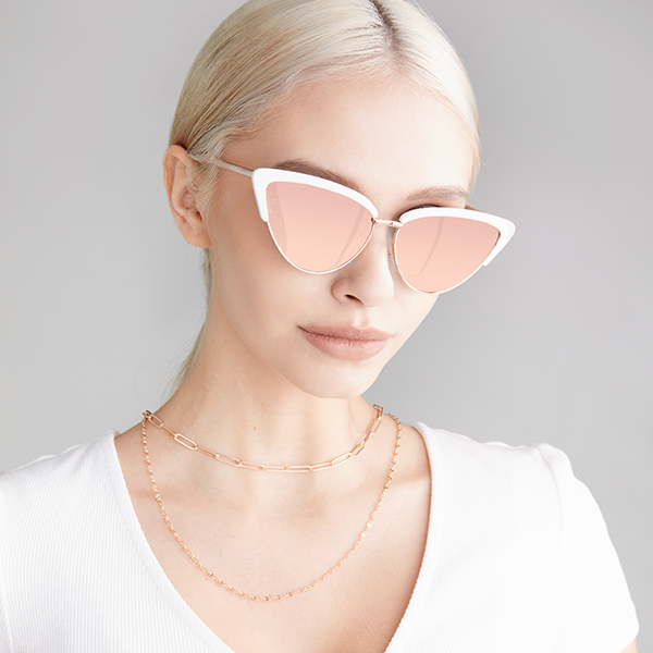 TopFoxx Ava Rose Gold Women's Cat Eye Sunglasses - Model 1