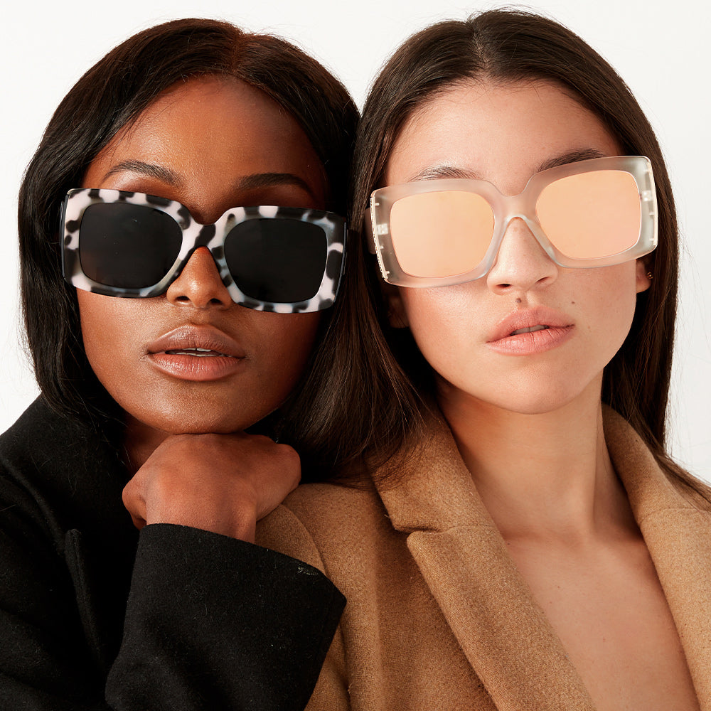 TopFoxx Bardot Rose Gold Square Oversized Sunglasses for Women - Mirrored Sunglasses -Model Bardot Variants