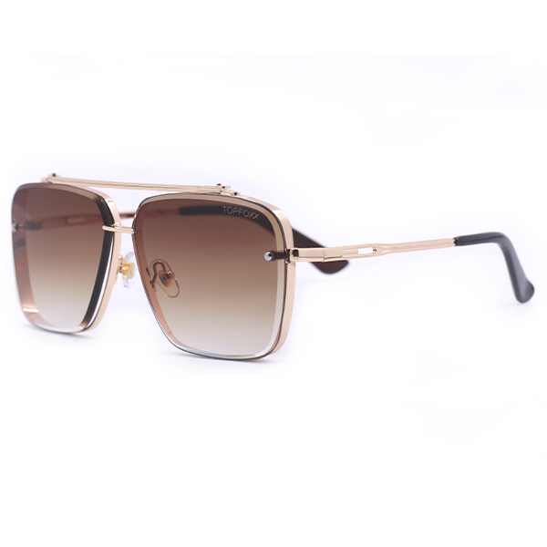 TopFoxx Bella Coffee Oversized Aviator Sunglasses for Women  - Designer Sunglasses - Side Profile