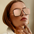 Oversized Aviator Sunglasses For Women - Bella Rose Gold Aviators - TopFoxx - Model 1