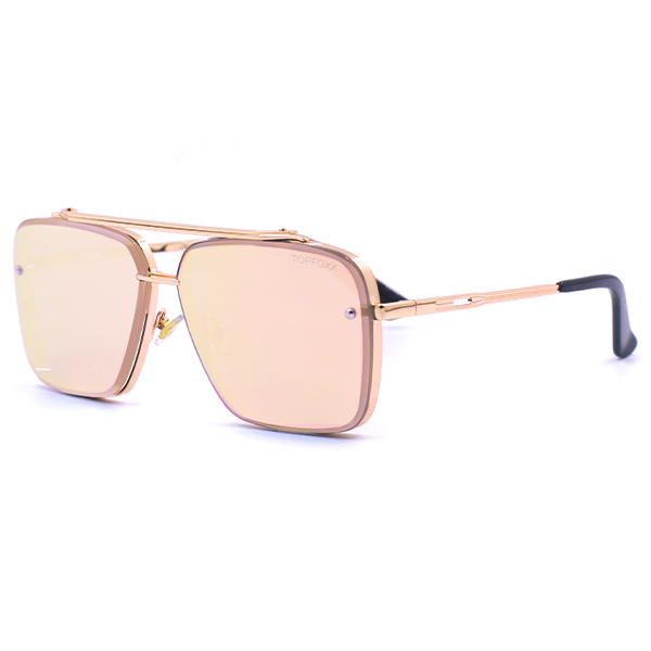 Oversized Aviator Sunglasses For Women - Bella Rose Gold Designer Aviators - TopFoxx - Side Profile 