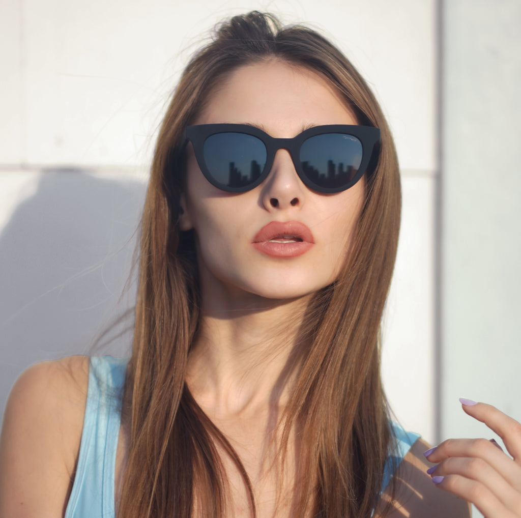 Topfoxx - Brittany Matte Black -  Oversized Sunglasses for Women  - Model 1