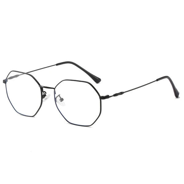 Octagon Prescription Glasses for Women - Betty Black Octagon Prescription Glasses- TopFoxx - Side Profile