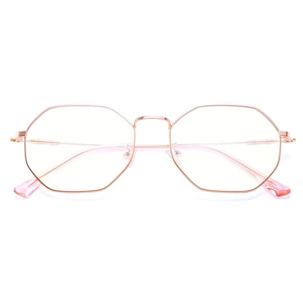 Octagon Prescription Glasses for Women - Betty Rose Gold Octagon Prescription Glasses- TopFoxx