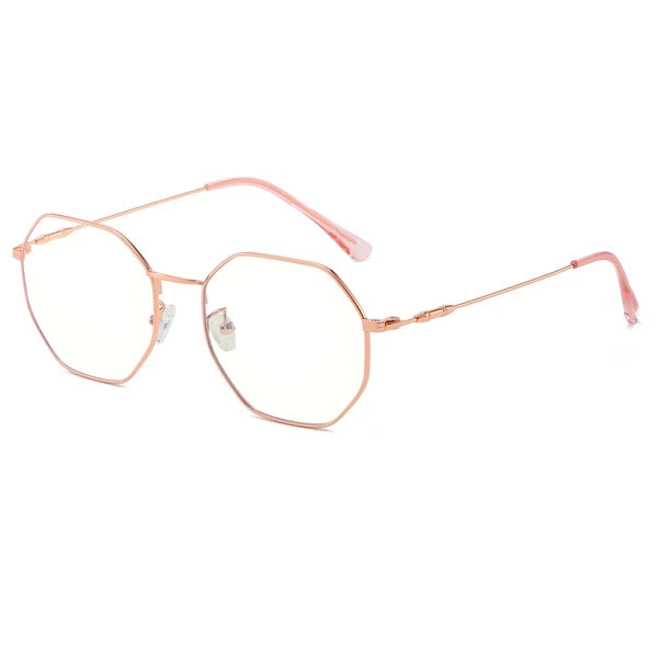Octagon Prescription Glasses for Women - Betty Rose Gold Octagon Prescription Glasses- TopFoxx - Side Profile